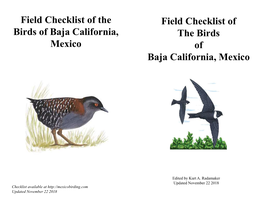 Field Checklist of the Birds of Baja California, Mexico