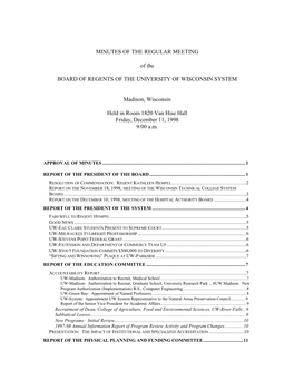 MINUTES of the REGULAR MEETING of the BOARD OF