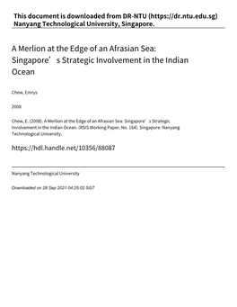 A Merlion at the Edge of an Afrasian Sea: Singapore's Strategic