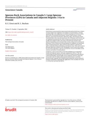 (Lips) in Canada and Adjacent Regions: 3 Ga to Present R