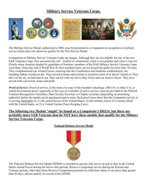 Military Service Veterans Corps