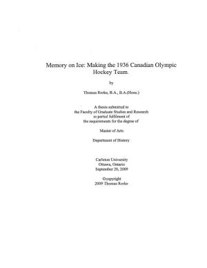 Amateur Ideology, Regional Identity, and Globalizing Sport in the Canadian Olympic Hockey Selection Crisis Of1935-1936