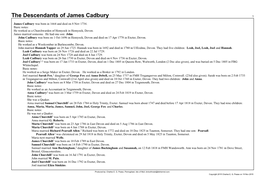 The Descendants of James Cadbury 1