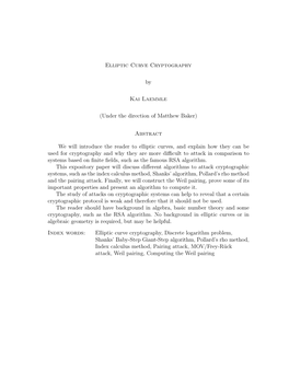 Elliptic Curve Cryptography by Kai Laemmle (Under The