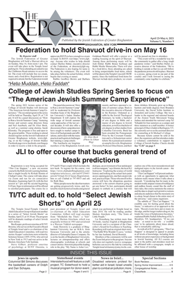 “Select Jewish Shorts” on April 25 JLI to Offer Course
