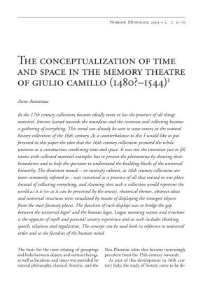 The Conceptualization of Time and Space in the Memory Theatre of G Camillo