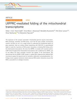LRPPRC-Mediated Folding of the Mitochondrial Transcriptome