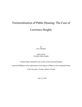 Territorialisation of Public Housing: the Case of Lawrence Heights