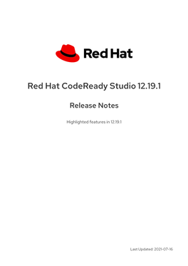 Red Hat Codeready Studio 12.19.1 Release Notes