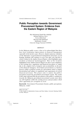 Public Perception Towards Government Procurement System: Evidence from the Eastern Region of Malaysia