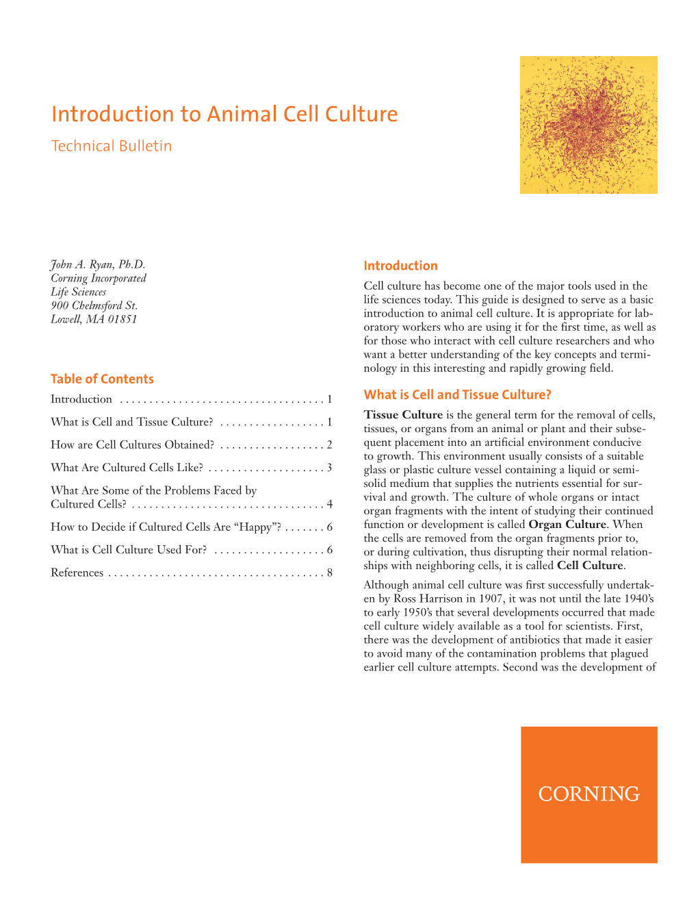 Introduction to Animal Cell Culture Technical Bulletin