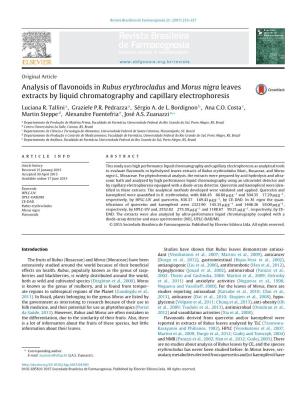 Analysis of Flavonoids in Rubus Erythrocladus and Morus Nigra Leaves Extracts by Liquid Chromatography and Capillary Electrophor