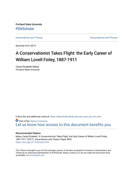 The Early Career of William Lovell Finley, 1887-1911