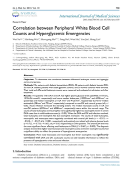 Correlation Between Peripheral White Blood Cell Counts And