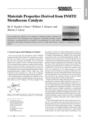 Materials Properties Derived from INSITE Metallocene Catalysts