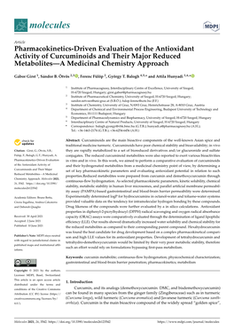 Pharmacokinetics-Driven Evaluation of the Antioxidant Activity of Curcuminoids and Their Major Reduced Metabolites—A Medicinal Chemistry Approach