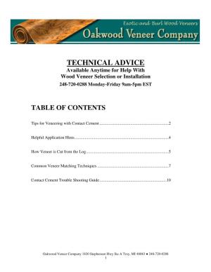 TECHNICAL ADVICE Available Anytime for Help with Wood Veneer Selection Or Installation