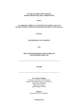 Chagos Marine Protected Area Arbitration