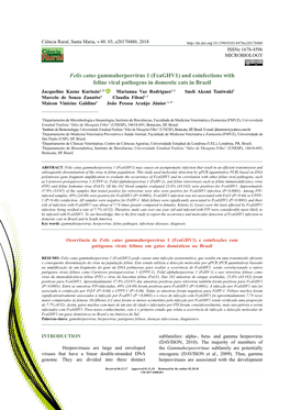 And Coinfections with Feline Viral Pathogens in Domestic Cats in Brazil