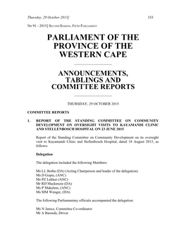 Parliament of the Province of the Western Cape