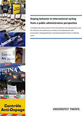 Doping Behavior in International Cycling from a Public Administration Perspective