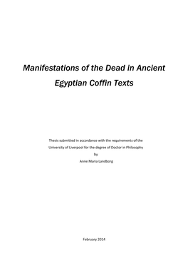 Manifestations of the Dead in Ancient Egyptian Coffin Texts