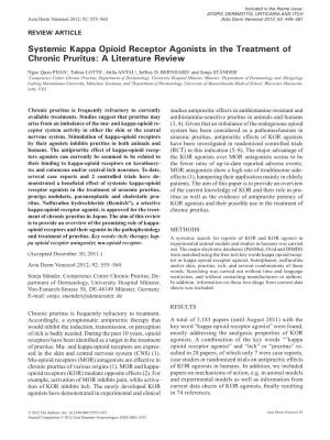 Systemic Kappa Opioid Receptor Agonists in the Treatment of Chronic Pruritus: a Literature Review
