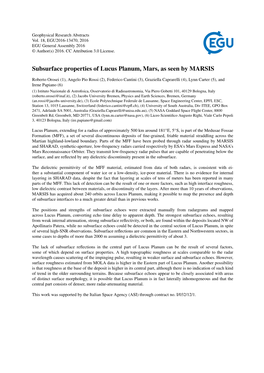 Subsurface Properties of Lucus Planum, Mars, As Seen by MARSIS