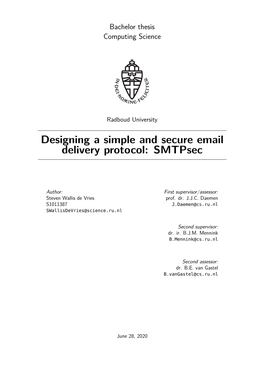 Designing a Simple and Secure Email Delivery Protocol: Smtpsec