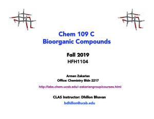 Chem 109 C Bioorganic Compounds