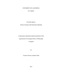 African Literature and Charismatic Spatiality A