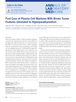 First Case of Plasma Cell Myeloma with Brown Tumor Features Unrelated to Hyperparathyroidism
