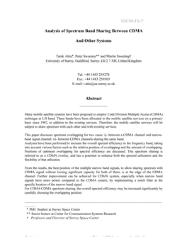 Analysis of Spectrum Band Sharing Between CDMA and Other Systems