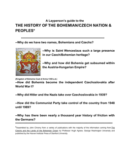 The History Of​ ​The Bohemian/Czech Nation
