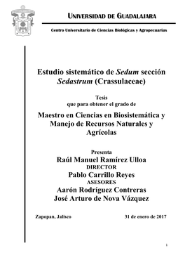 Estudio Sistemático De Sedum Sección Sedastrum (Crassulaceae)