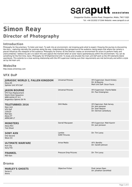Simon Reay Director of Photography