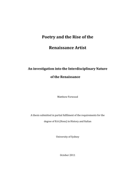 Poetry and the Rise of the Renaissance Artist