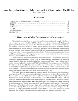 An Introduction to Mathematics Computer Facilities SEPTEMBER, 2011