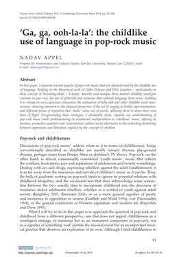 'Ga, Ga, Ooh-La-La': the Childlike Use of Language in Pop-Rock Music