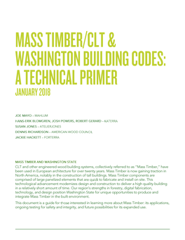 Mass Timber/CLT & Washington Building Codes