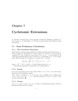 Cyclotomic Extensions