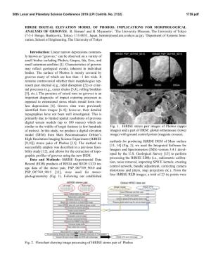 Hirise Digital Elevation Model of Phobos: Implications for Morphological Analysis of Grooves