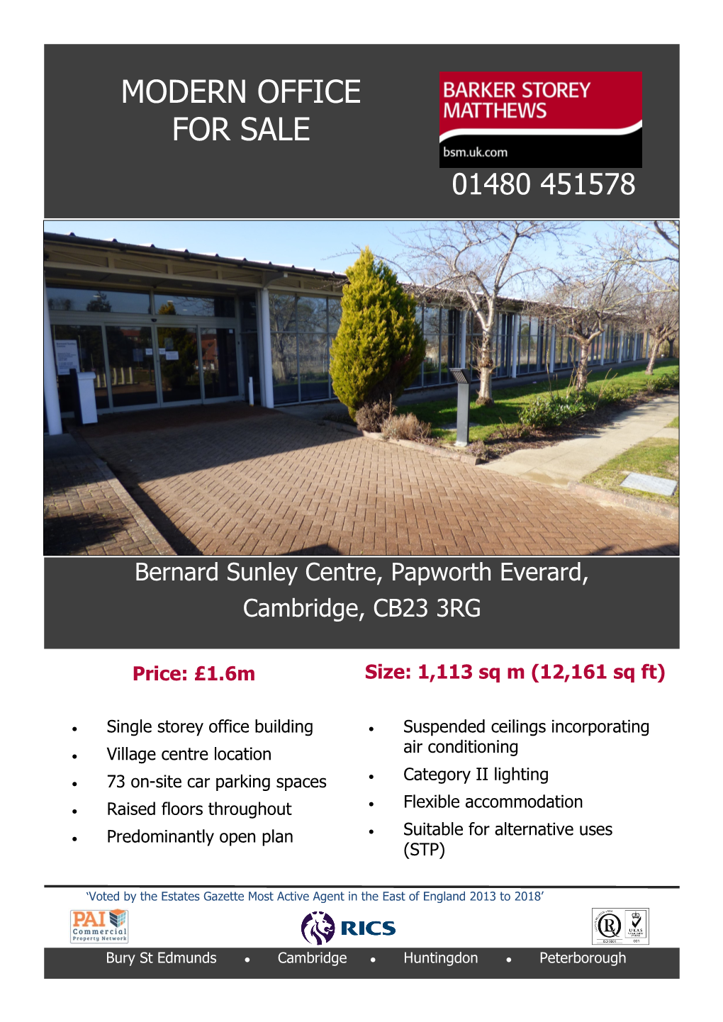 Modern Office for Sale 01480 451578