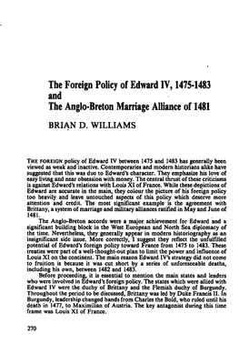 The Foreign Policy of Edwardiv, 1475-1483