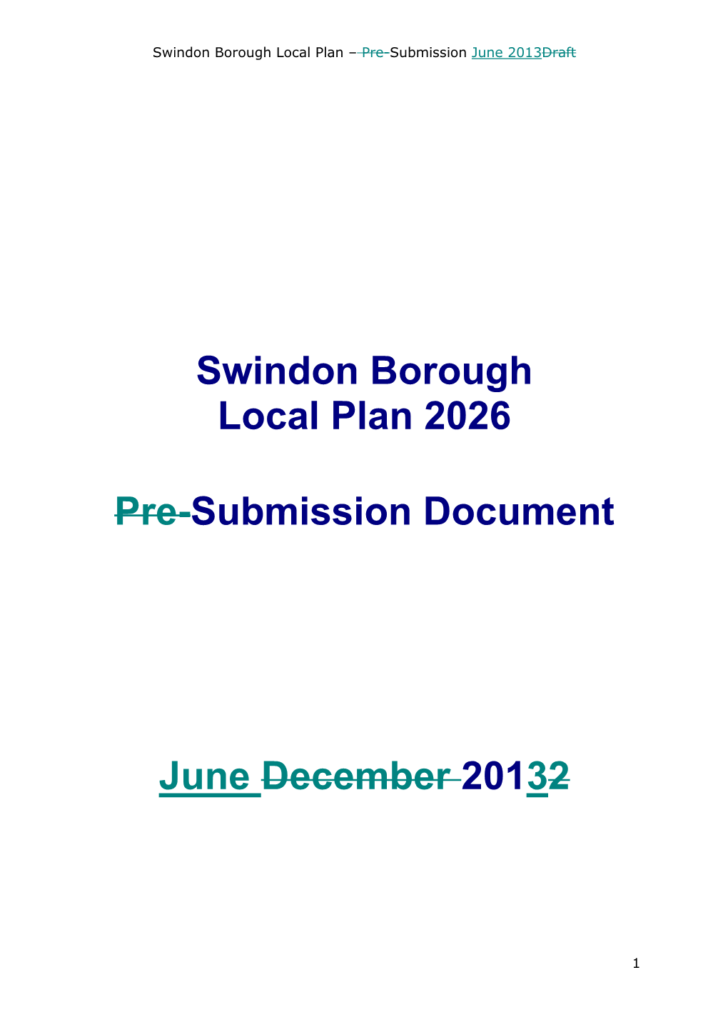 Swindon Borough Local Plan 2026 Pre-Submission Document June