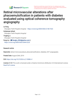 Retinal Microvascular Alterations After Phacoemulsification in Patients With