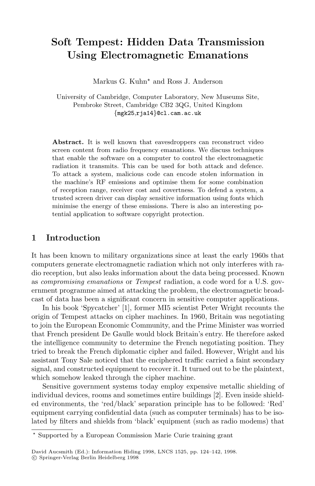 Soft Tempest: Hidden Data Transmission Using Electromagnetic Emanations