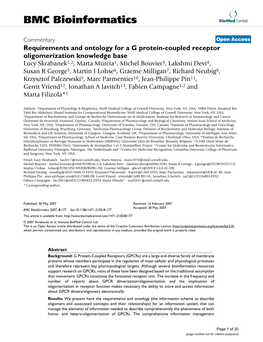 Requirements and Ontology for a G Protein-Coupled Receptor
