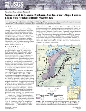 Assessment of Undiscovered Continuous Gas Resources in Upper Devonian Shales of the Appalachian Basin Province, 2017