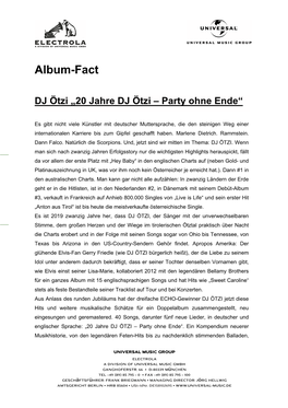Albumfact DJ Ötzi 20 Jahre DJ Ötzi – Party Ohne Ende FINAL